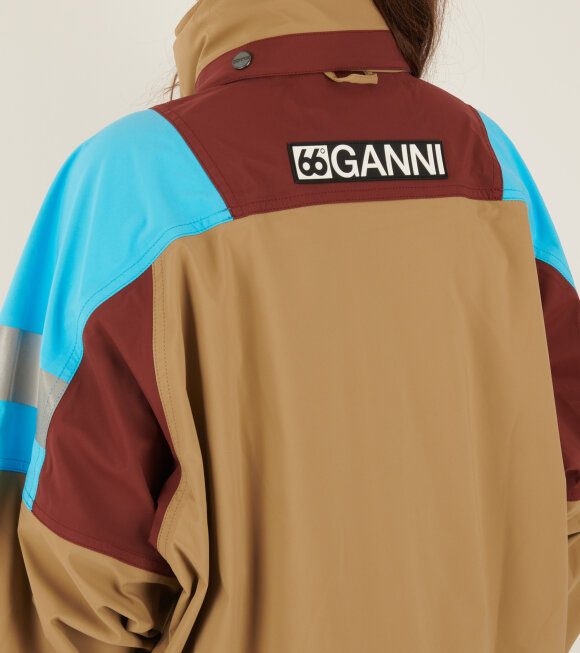 Ganni x 66 North - Kria Neoshell Jacket Camel/Burgundy/Blue