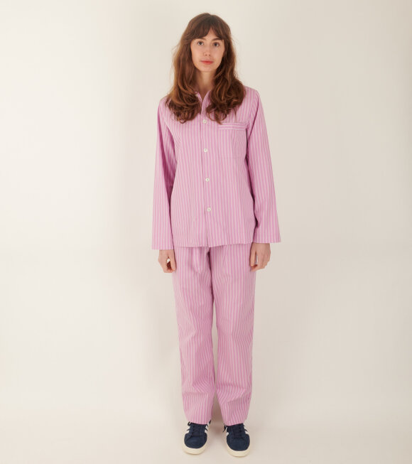 Tekla - Pyjamas Shirt Purple Pink Stripes