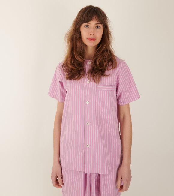 Tekla - Pyjamas S/S Shirt Purple Pink Stripes 