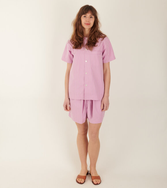 Tekla - Pyjamas S/S Shirt Purple Pink Stripes 