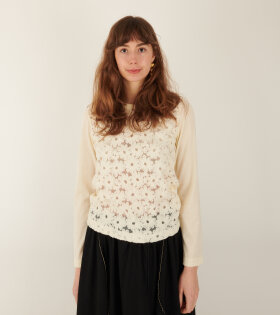 Wool L/S Embroidery Floral Shirt Off-white