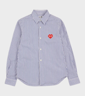 W Pixel Heart Striped Shirt White/Blue