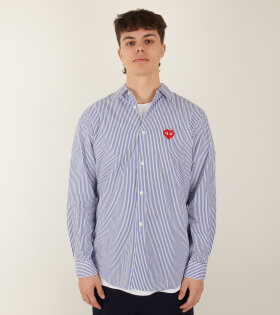 M Pixel Heart Striped Shirt White/Blue