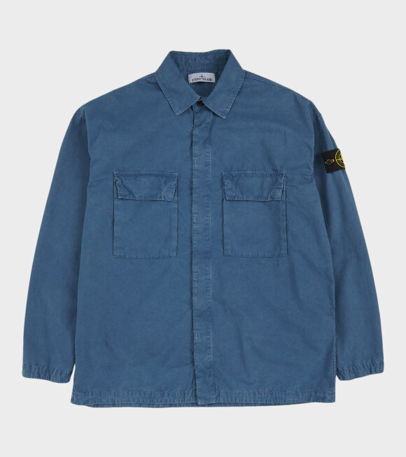 Stone Island - Cotton Button Overshirt Blue