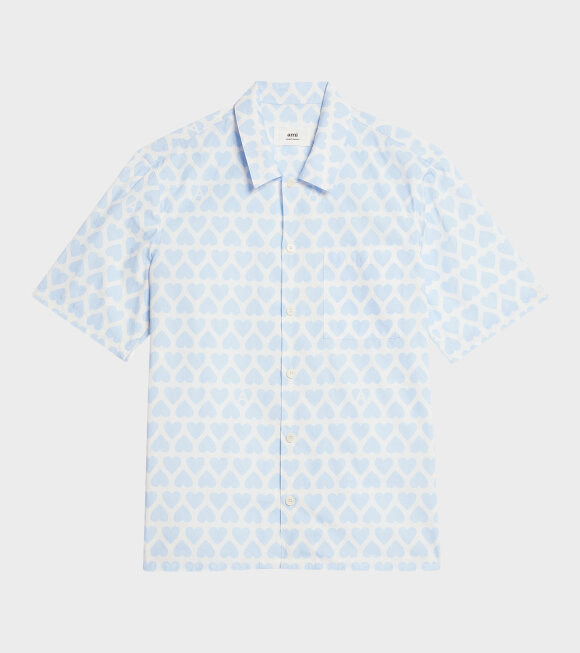 AMI - Camp Collar Shirt Sky Blue/White