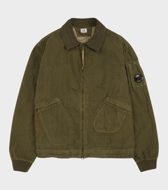 C.P Company - Batic Wax Coated Zip Jacket Green