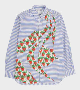 Striped Strawberry Patchwork Shirt Blue/White