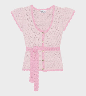 Lace S/S Cardigan Pink Tulle