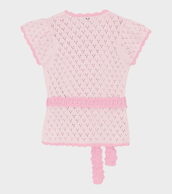 Ganni - Lace S/S Cardigan Pink Tulle