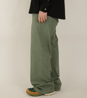 Stretch Wool Check Trousers Pale Mint