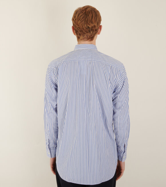 Comme des Garcons Shirt - Striped Strawberry Patchwork Shirt Blue/White