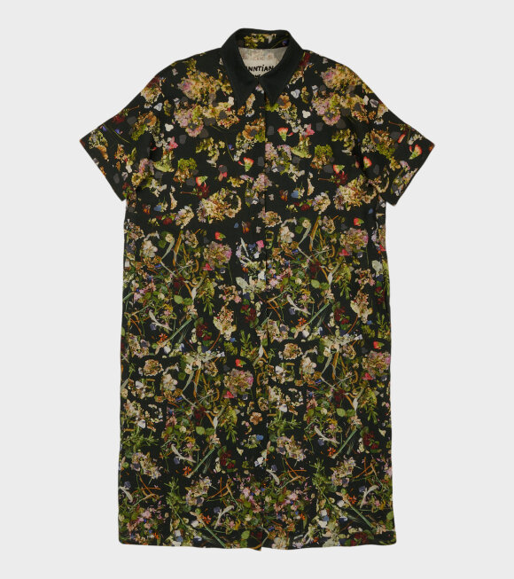 Anntian - Pressed Flowers Shirt Dress Black