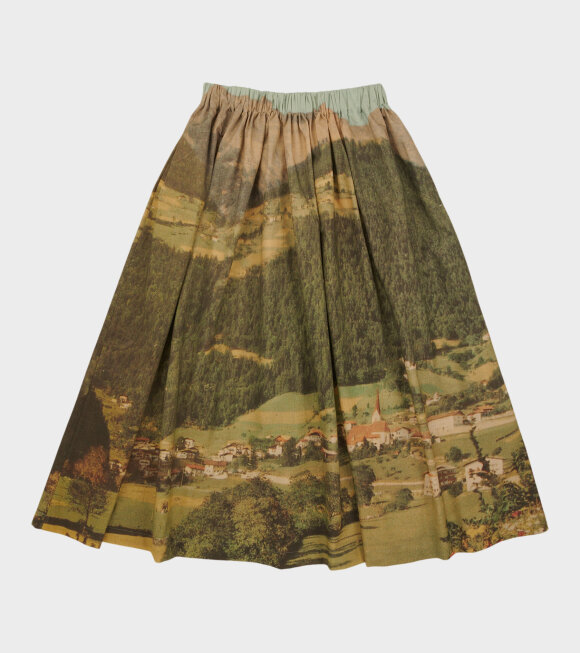 Anntian - Postcard Print Wide Skirt Multicolor