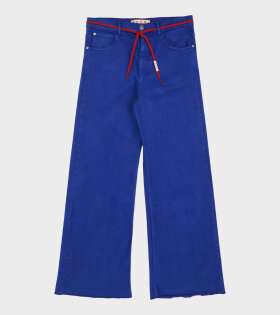Garment Dyed Flared Trousers Blue