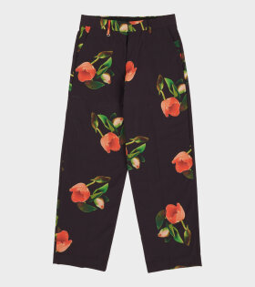 Floral Nylon Suit Trousers Navy
