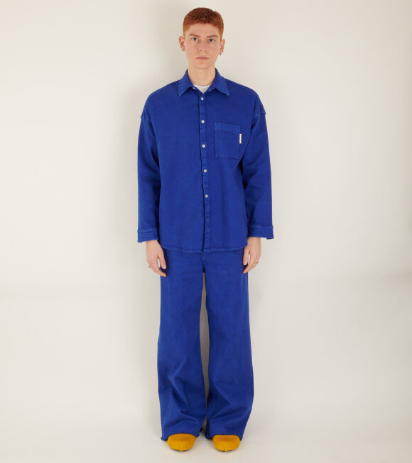 Marni - Garment Dyed Flared Trousers Blue