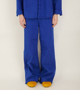 Garment Dyed Flared Trousers Blue