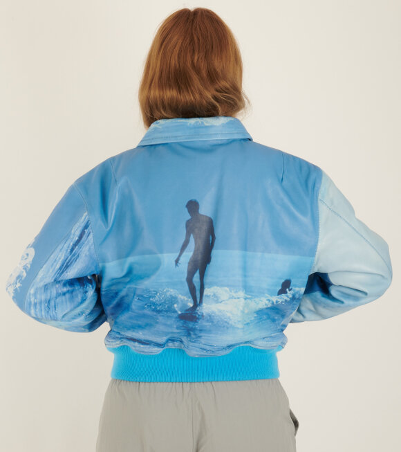 ERL - Surf Printed Leather Bomber Blue