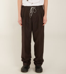 Wool Linen Mix Trousers Brown
