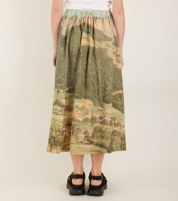 Anntian - Postcard Print Wide Skirt Multicolor