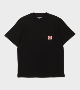 W S/S Pocket Heart T-shirt Black