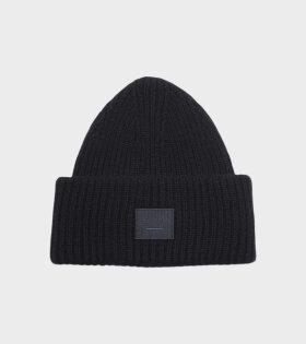 Ribbed Knit Beanie Hat Black