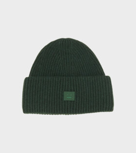 Ribbed Knit Beanie Hat Bottle Green