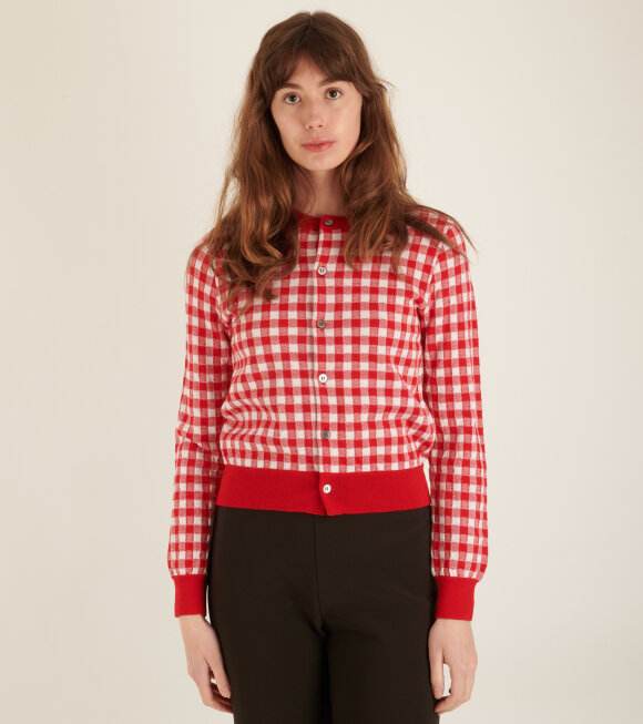 Comme des Garcons Girl - Checkered Cardigan Red/White