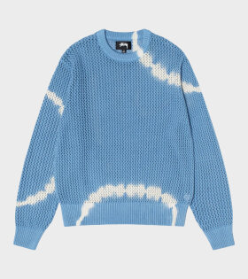 Pigment Dyed Loose Gauge Sweater Tie Dye Blue