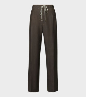 Wool Linen Mix Trousers Brown