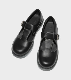 Berylab M Leather Buckle Shoes Black