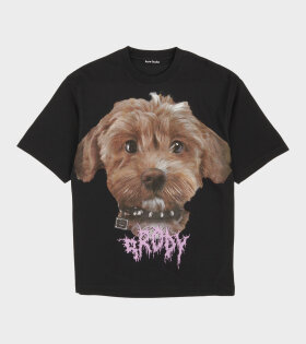 Dog Print T-shirt Faded Black
