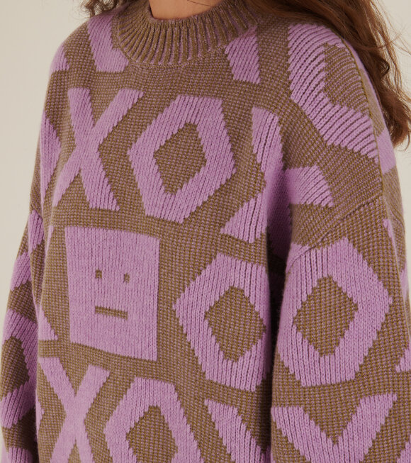 Acne Studios - XO Face Knit Khaki Beige/Smoky Purple