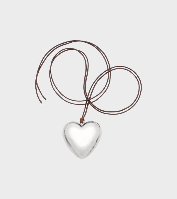 The Good Statement - Spirit Necklace Big Heart Silver/Brown