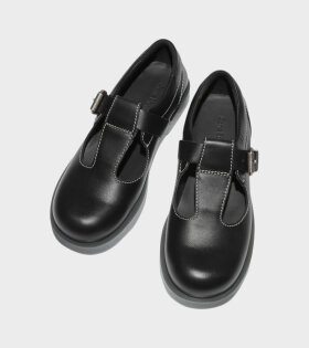 Berylab W Leather Buckle Shoes Black