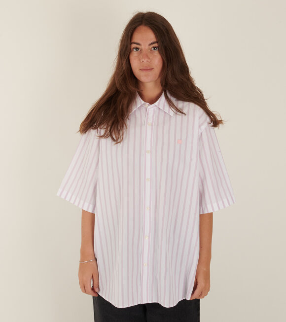 Acne Studios - S/S Striped Shirt White/Rose Pink