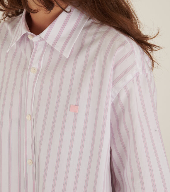 Acne Studios - S/S Striped Shirt White/Rose Pink
