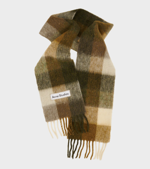 Acne Studios - Mohair Checked Scarf Taupe/Green/Black