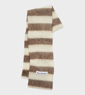 Wool Blend Stripe Scarf Brown/White