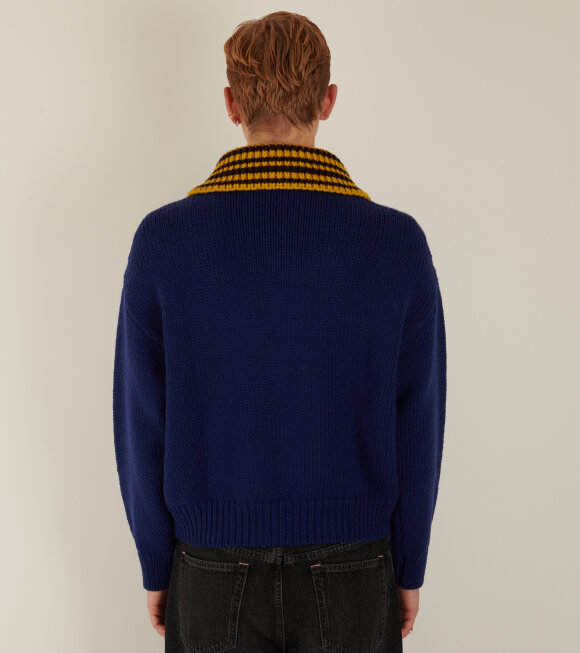 Marni - High Neck Wool Knit Blue/Yellow
