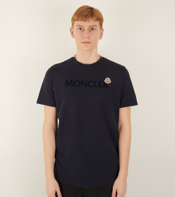Moncler - Velour Logo T-shirt Dark Navy