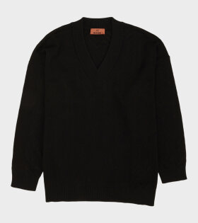 Zig Zag V-neck Sweater Black