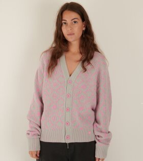 Face Tiles Cardigan Bubble Pink/Spring Green