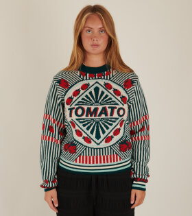 Italian Roundneck Knit White/Red Tomato Can