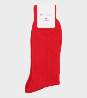 Plain Rib Socks Red