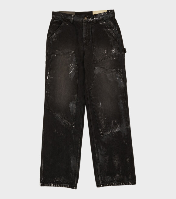 Andersson Bell - Wax Coated Carpenter Wide-Leg Jeans Black