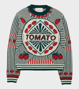 Italian Roundneck Knit White/Red Tomato Can