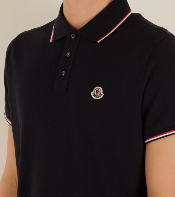 Moncler - Classic Logo Stripe Polo Navy