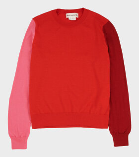 Colorblock Knit Sweater Red/Pink