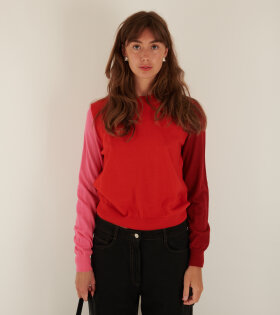 Colorblock Knit Sweater Red/Pink